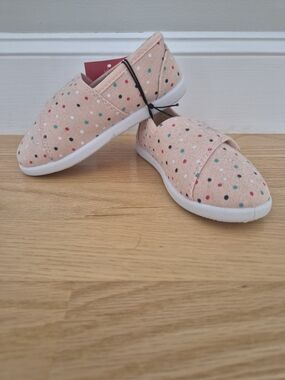 NWT Josiny Toddler Girls Pink Polka Dot Canvas Sneakers Shoes Size 9T